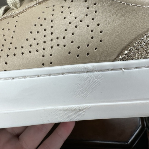 P448 Bali Platform Low Top Leather Lace Up Sneakers Beige Womens Size 38 NEW - Picture 7 of 8